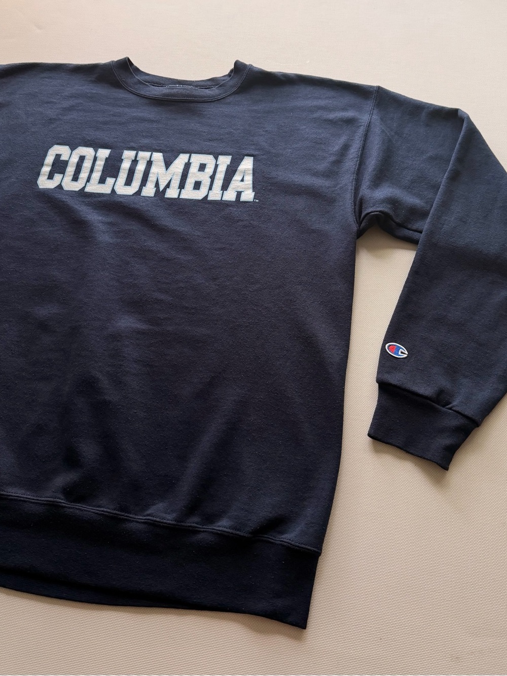Champion Navy Crewneck Sweatshirt with White Columbia Logo